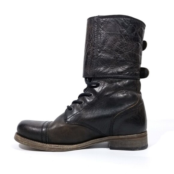 Allsaints Damisi Leather Buckle High Top Block Combat Boots 90s Biker Grunge 7 - Picture 3 of 11
